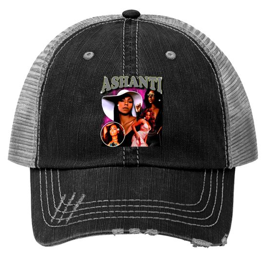 Ashanti 90s Style Vintage Bootleg Trucker Hats graphic Trucker Hats