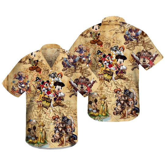 Discover Disney Pirate Hawaiian Shirt, Mickey Pirate Hawaiian Shirt, Disney Cruise Shirt