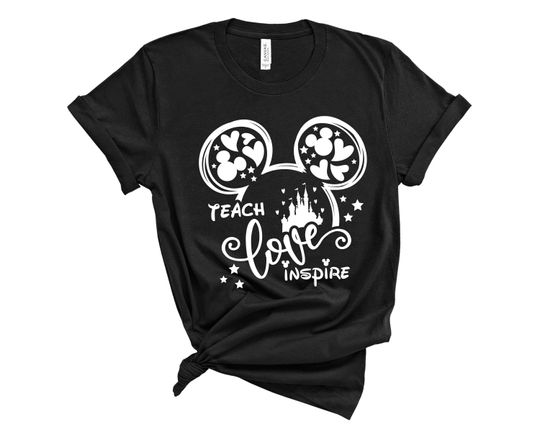 Teach Love Inspire Shirt, Disney Castle T-Shirt, Kindergarten Educator Shirt, Teacher Shirt, Mickey Teacher Tee