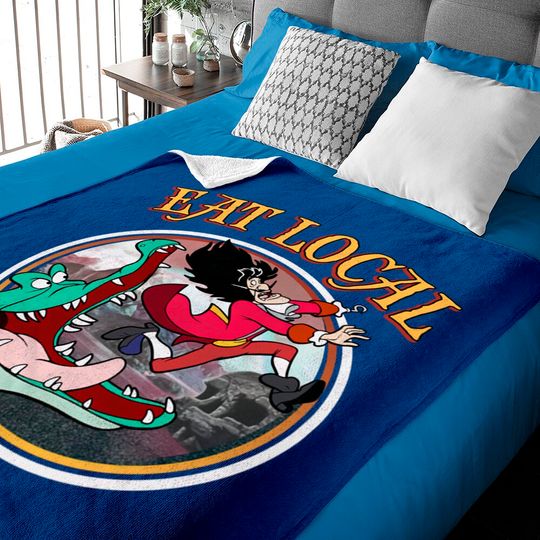 Retro Disney Peter Pan Tick-Tock The Crocodile Captain Hook Eat Local Baby Blankets