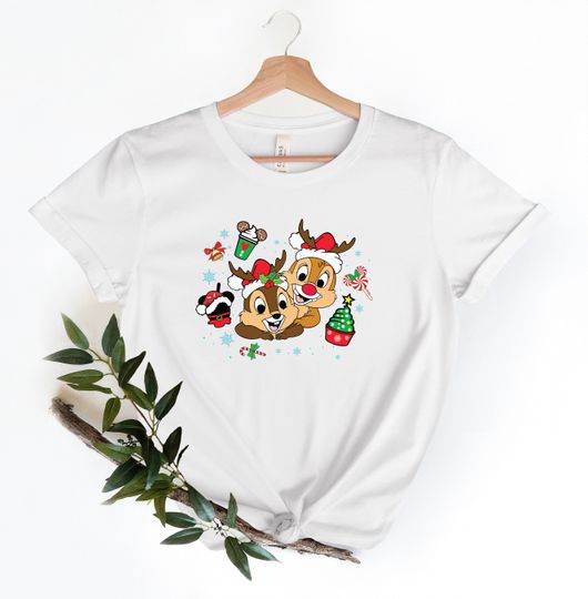 Disney Chip And Dale Christmas T-shirt, Cute Christmas Couples Shirt, Family Matching Christmas Tee
