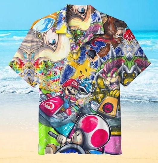 Mario Kart 8 Hawaiian ShirtVintage Hawaiian Shirt, Summer Vacation Hawaiian Shirt