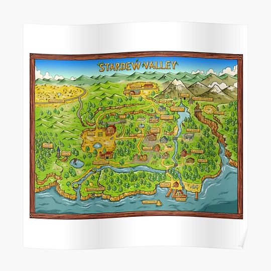 Stardew Valley Vintage Map Premium Matte Poster
