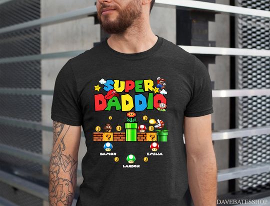Personalized Super Daddio Shirt, Super Daddio Shirt, Super Mario Game Shirt, Father's Day Shirt, Daddio Shirt