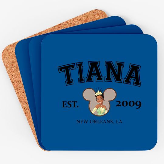 Princess Tiana Comfort Colors Coasters, Disney Princess Coasters, Mickey Ears Coasters