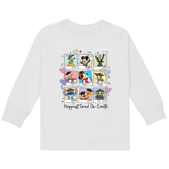 Disney Happiest Grad On Earth Kids Long Sleeve T-Shirts, Disney Graduation Kids Long Sleeve T-Shirts,