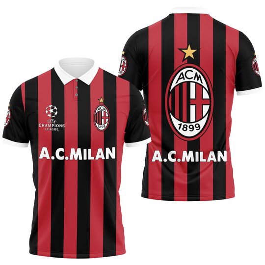 New Ac milan red 3d printed polo shirt