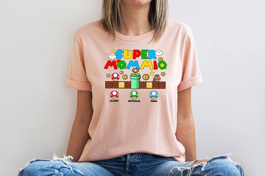 Personalization Super Mommio Shirt, Vintage Mama Tee