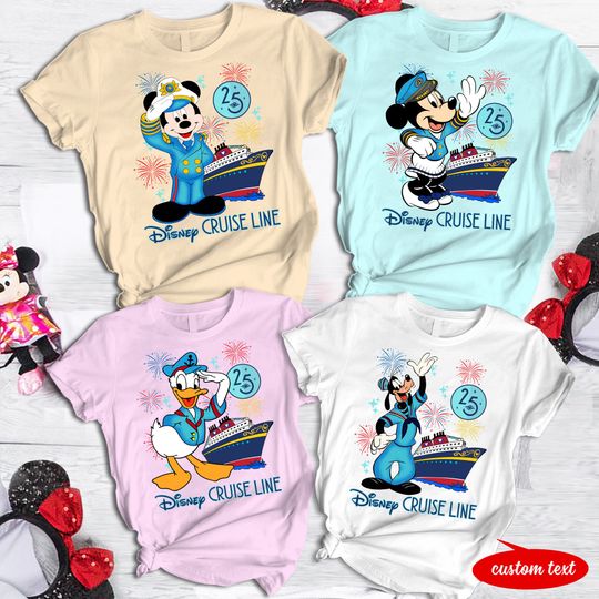 Disney Cruise Line 25th Silver Anniversary At Sea Shirt, Mickey And Friends Family Cruise T-Shirt