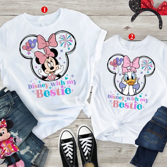 Disney With My Bestie Shirt, Disneyland Girl''s Trip Shirt, Minnie And Daisy Vacation Shirt