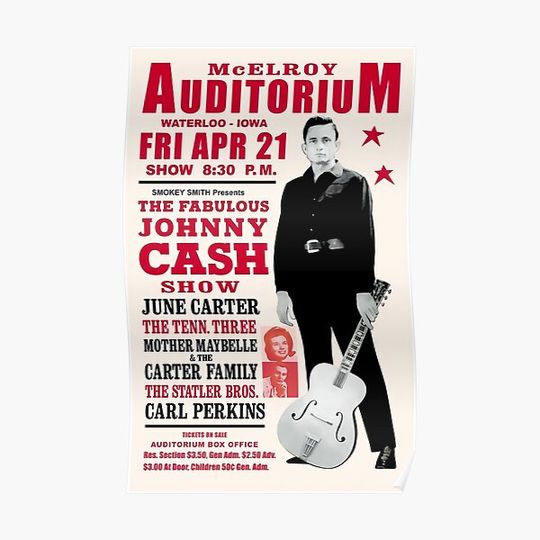 Vintage Johnny Cash Concert - Premium Matte Vertical Poster