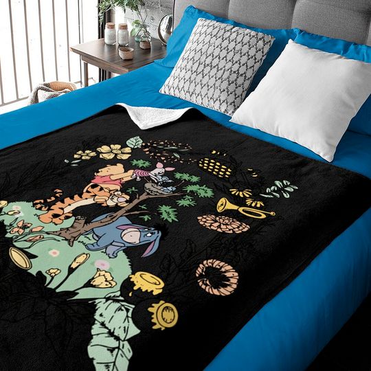 Winnie The Pooh Flower Baby Blankets, Disney Pooh Friends Baby Blankets, Pooh Baby Blankets