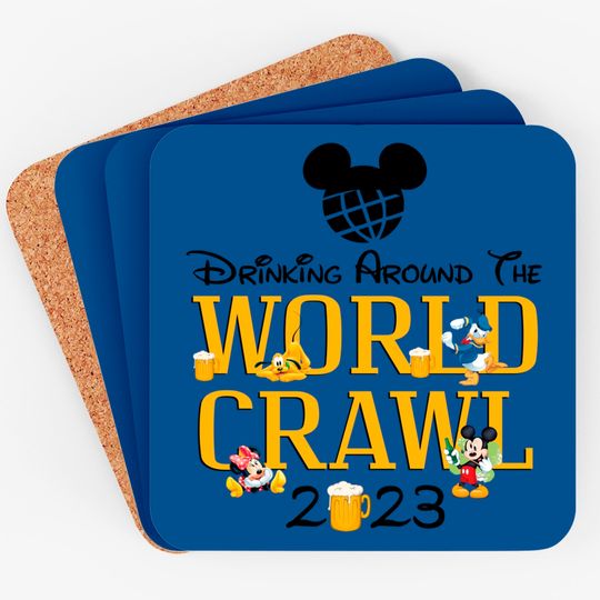 Drinking Around The World Crawl 2023 Coasters/Epcot Center Coasters/Drinking Around The World/Disney Trip Coasters/Mickey Drinking Disney O-07022323