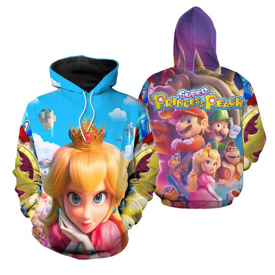 Discover Prince Peach Mario HOODIE, Mario Bros movie Hoodie 3D, Mario Video Game Hoodie