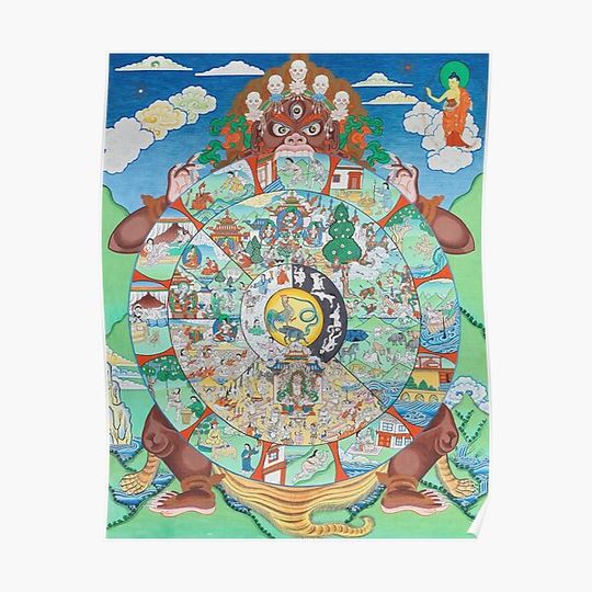 Buddhist Wheel of Life Thangka Reincarnation Samsara Bhavacakra Premium Matte Vertical Poster