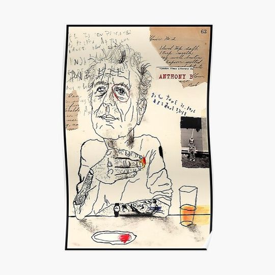 Anthony Bourdain Drinking Poster Premium Matte Vertical Poster