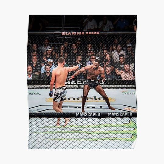 Nate Diaz taunting a rocked Leon Edwards Premium Matte Vertical Poster