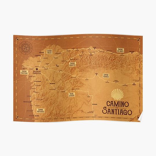 Camino de Santiago | Map Way of St. James Premium Matte Vertical Poster