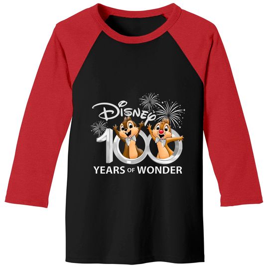 Chip and Dale Disney 100th Anniversary Baseball Tees, Disney 100 Years Of Wonder Baseball Tees