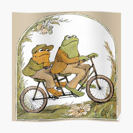 Frog and Toad On A Bicycle Premium Matte Vertical Poster