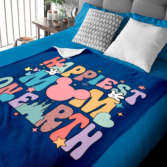 Disney Happiest Mom On Earth Baby Blankets, Disney Mother's Day Baby Blankets, Happy Mom Baby Blankets, Disney Trip Baby Blankets