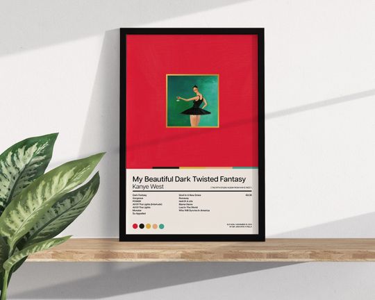 My Beautiful Dark Twisted Fantasy - Kanye West - Poster - Album Print - Home Decor - Wall Art