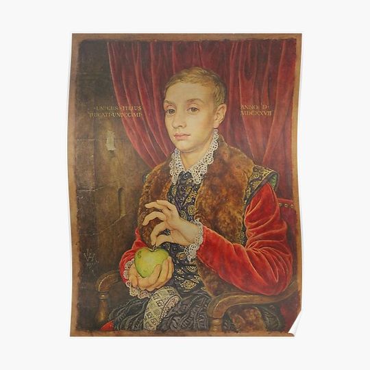 Boy with Apple Premium Matte Vertical Poster