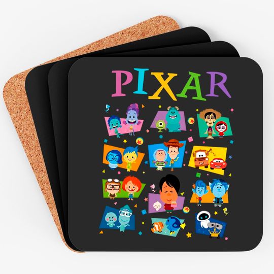 Disney Pixar Movie Icons Coasters, Pixar Pier Coasters, Disney Matching Family Vacation Coasters, Disneyland Coasters