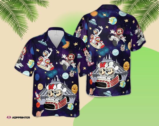 Retro Disneyland Astronaut Hawaiian Set Disney 80S Tomorrowland Shirt