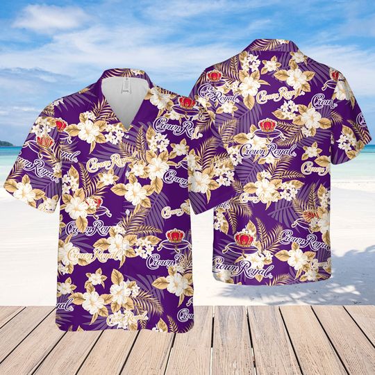 Crown Royal Whiskey Hawaiian Flowers Pattern Shirt, hawaii beer Loves Shirt