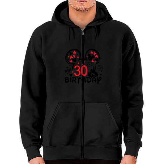 30th Birthday Zip Hoodies, Disney Squad, Minnie Mickey Birthday Squad Zip Hoodies