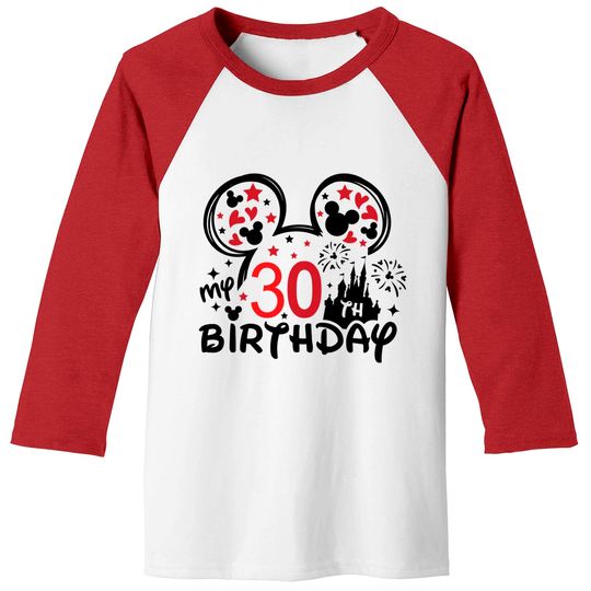 30th Birthday Baseball Tees, Disney Squad, Minnie Mickey Birthday Squad Baseball Tees