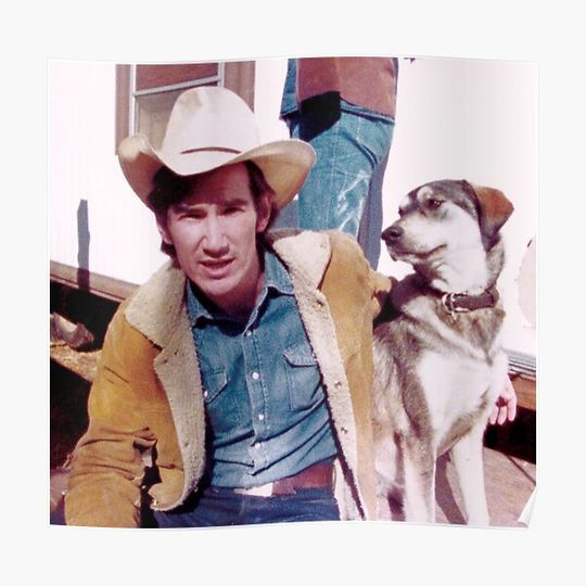 Townes Van Zandt and dog Premium Matte Vertical Poster