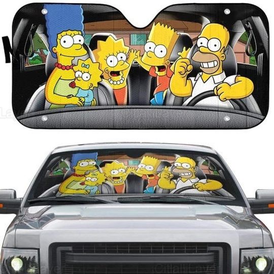 Simpsons Family Car Sun Shade, Car Sun Shade, The Simpsons Car Decoration