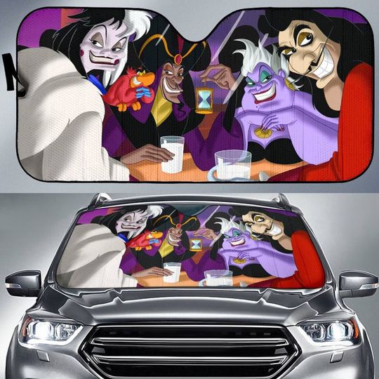 Family Villains Car Auto Sun Shade Evil Queen Malecifent Hades Ursula Car Sunshade