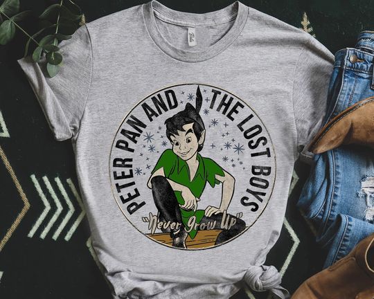 Disney Peter Pan and the Lost Boys Graphic Retro Shirt, Magic Kingdom WDW Holiday T-shirt