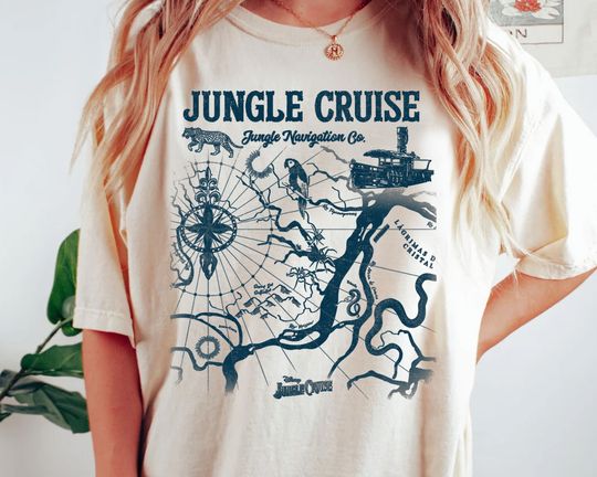 Disney Jungle Cruise Jungle Navigation Co. Map Retro Shirt, Magic Kingdom WDW Holiday T-shirt