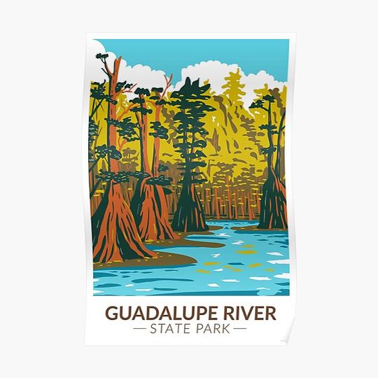 Discover Guadalupe River State Park Texas Vintage Premium Matte Vertical Poster
