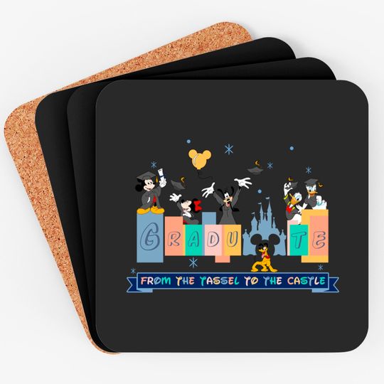 Mickey And Friends Graduation Coasters, Disney Grad Trip Coasters Graduate 2023 Coasters