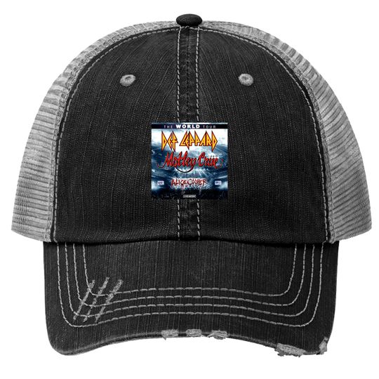 Def Leppard Motley Crue Tour 2023 Trucker Hats, Wourld Tour 2023 Trucker Hats