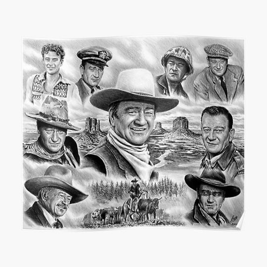 Discover John Wayne Collage Premium Matte Vertical Poster