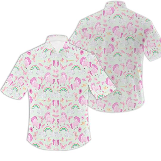 Button Down Shirt Men's Casual Wear Rainbow Unicorn Shirt