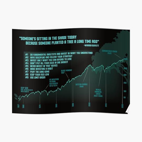 Stock Market Chart S&P500 Invest ETF crash Premium Matte Vertical Poster