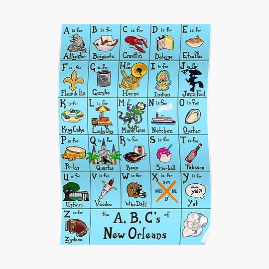 Collage The Alphabet of New Orleans Premium Matte Vertical Poster