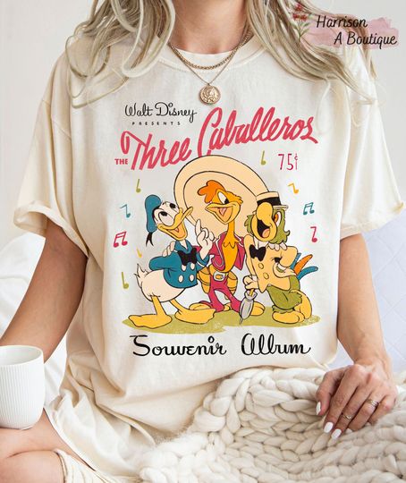 Disney The Three Caballeros Shirt, Donald Duck Jose Carioca Panchito Pistoles Shirt