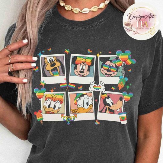 Disney Pride 2023 shirt, Polaroid Rainbow Mickey & friends Gays day shirt, Disney world Disneyland