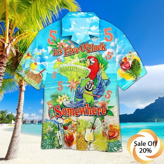 Discover Parrot Shirt, Parrot Its 5 Oclock Somewhere Hawaiian Shirt