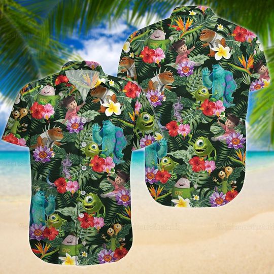 Monsters Inc Shirt, Monsters Inc Hawaiian Shirt, Monsters Button Shirt, Mike And Sulley