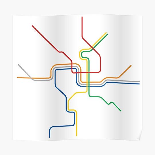 Discover Washington DC Metro Train Map Premium Matte Vertical Poster