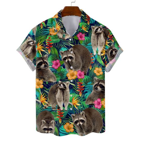 Discover Tropical Racoon Hawaiian Shirt For Men Women, Summer Aloha Hawaiian